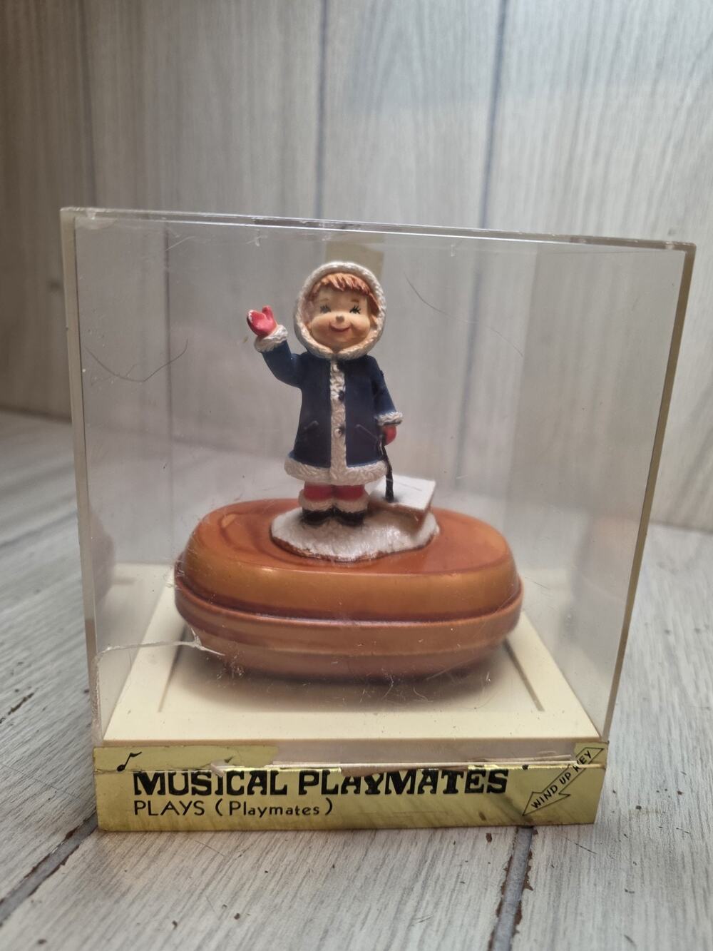 Vintage 70s Musical Playmates Little Girl Plays Playmates W/Case Hong Kong